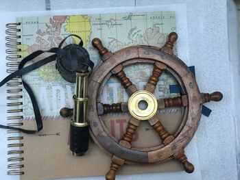 Handcrafted Decorative Wooden Ship Wheel, 2 of 3