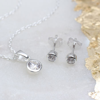 Sterling Silver Birthstone Necklace And Earring Set, 9 of 12