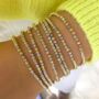Handmade Beaded Three Color Sterling Silver Bracelet, thumbnail 3 of 5