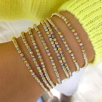 Handmade Beaded Three Color Sterling Silver Bracelet, 3 of 5