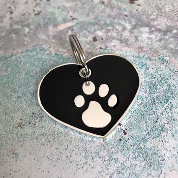 Black And Silver Heart Pet ID Tag, 5 of 6