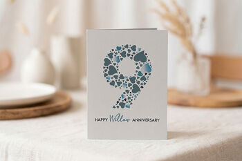 Love Hearts Willow 9th Anniversary Card, 5 of 5