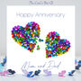 Mum And Dad Butterfly Hearts Anniversary Card, thumbnail 1 of 12