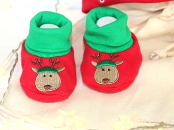 Baby's First Christmas Reindeer Hat And Booties Gift, 3 of 4