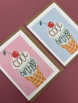 Pink Cool Birthday Ice Cream Greeting Card, 2 of 2