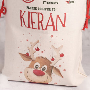 Personalised Rudolph Christmas Gift Sack, 2 of 2