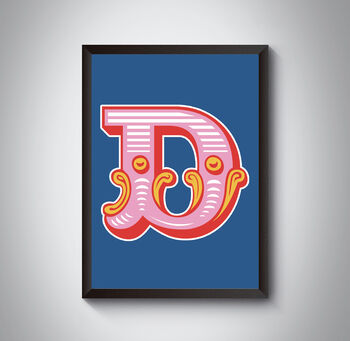 D Capital Letter Bold Carnival Circus Art Print, 4 of 4