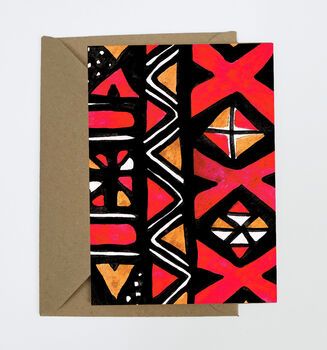 Watercolour Mud Cloth African Art Birthday Card, 2 of 2