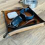 Personalised Burnt Tan Square Leather Desk Accessories Tray, thumbnail 7 of 12