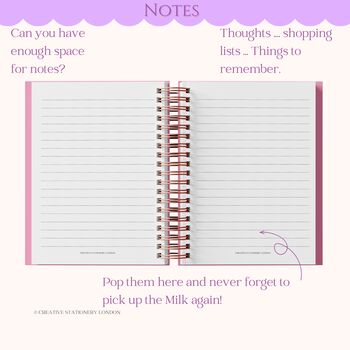 Personalised Luxury 2026 Weekly Diary| Planner| Mulberry Candy Stripe, 11 of 11