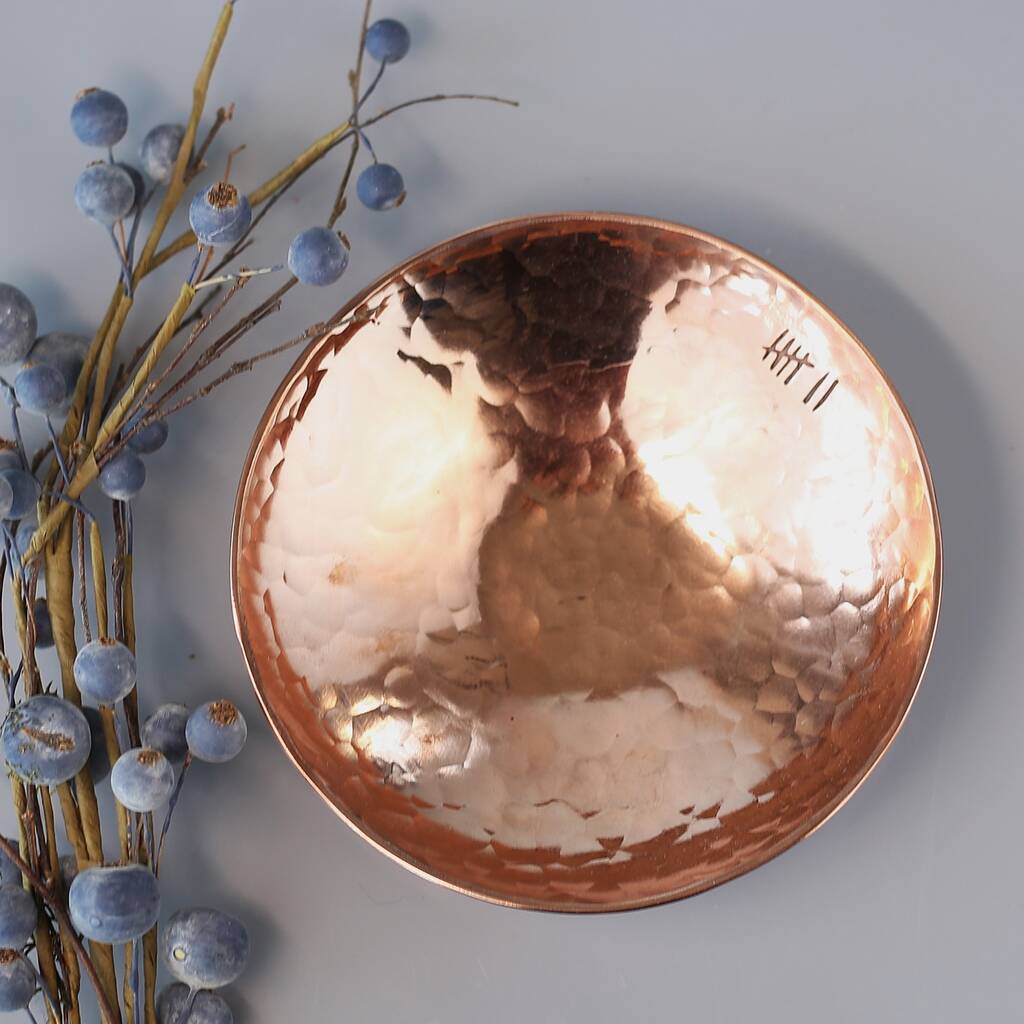 7th Anniversary Copper Trinket Bowl, Medium Hammered, 1 of 11