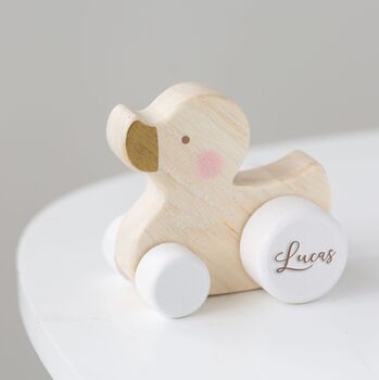 Personalised Kids Wooden Push Duck Toy, 2 of 4