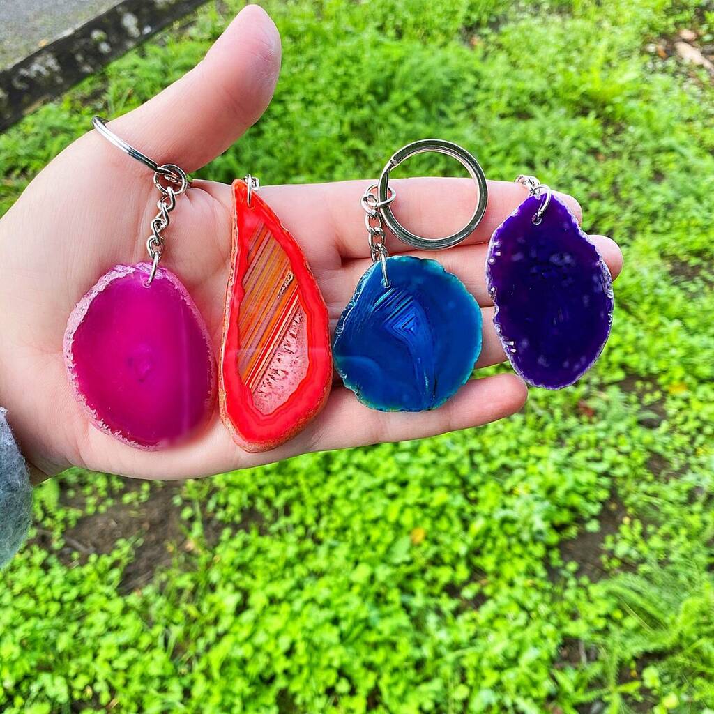 Agate Slice Crystal Key Rings / Perfect For Attaching To Keys, Handbags, Or As A Decorative Charm, 1 of 6