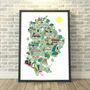 Bedfordshire's Sights Illustrated Map Print, thumbnail 1 of 5