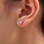 Sterling Silver Opal Pink Cz Butterfly Stud Earrings, thumbnail 5 of 12