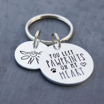 Pet Memorial Key Ring. Paw Prints On My Heart, 4 of 5