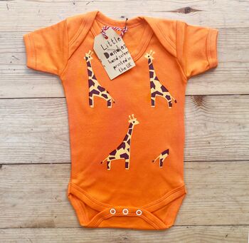 Handprinted Giraffe Babygrow Or Vest, 3 of 6