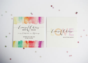 Love Rainbow Watercolour Wedding Invitation, 5 of 11