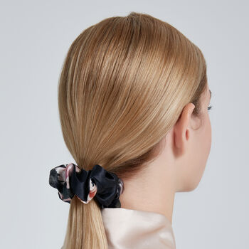 Silk Scrunchie Fleur Japonaise Midnight Blue, 5 of 8