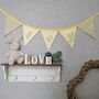 Bunting In Butter Yellow With Ditsy Floral Flowers. Bunting Flags Girls Bedroom, Personalised Baby Room Garland Name Banner, thumbnail 1 of 12