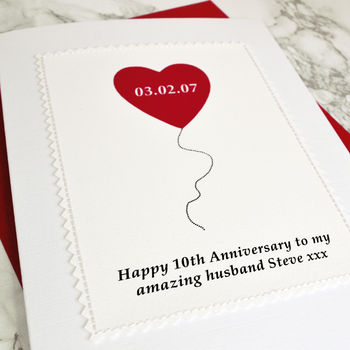 Heart Balloon Personalised Anniversary Card, 6 of 7