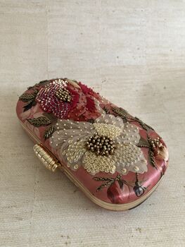 Pink Floral Oval Clutch Bag, 9 of 10