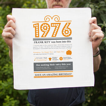 Personalised 50th Birthday 1976 Handkerchief Pair, 2 of 9