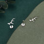 Sterling Silver Antler 16 G Internally Threaded Flat Back Earrings, thumbnail 5 of 12