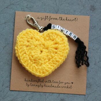 Personalised Crochet Heart Keyring Gift, 6 of 9