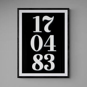 Personalised Special Date Black And White Wall Art, 2 of 7