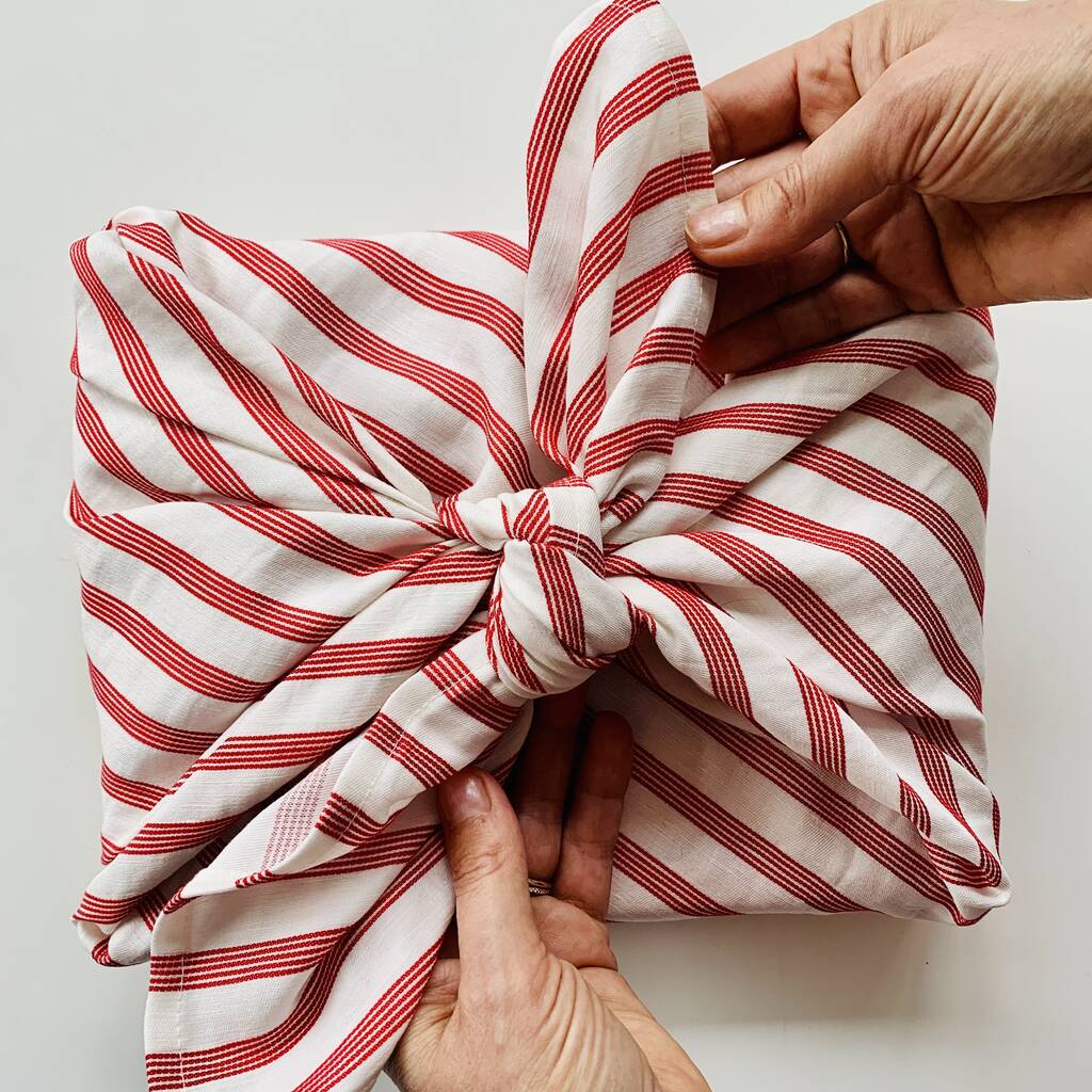 Candy Cane Luxury Reusable Fabric Wrapping In Large, 1 of 7