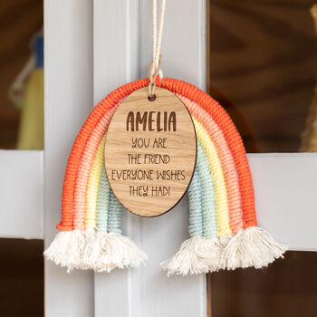 Personalised Macrame Rainbow Sign Gift For Friend, 5 of 5