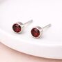 Sterling Silver January Garnet Birthstone Stud Earrings – 7mm, thumbnail 2 of 8