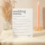 Wedding Menu Sign Sturdy A4 Foamex Sign Modern Serif, thumbnail 1 of 5