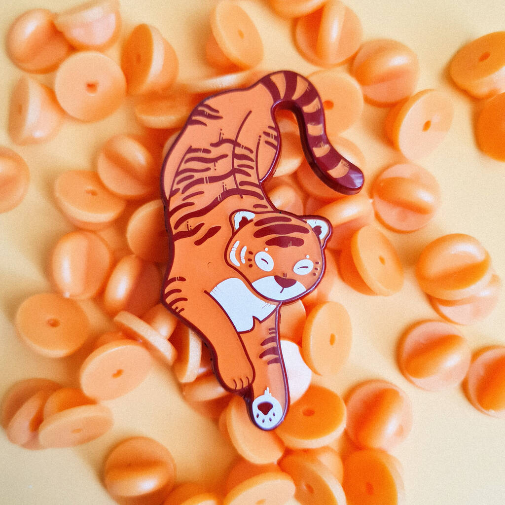 Orange Tiger Enamel Pin