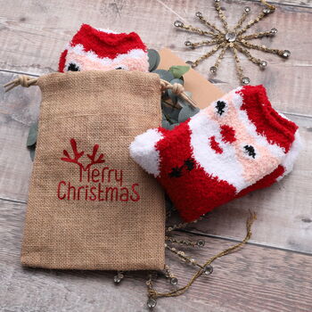 Christmas Bed Socks In Jute Bag, 3 of 3