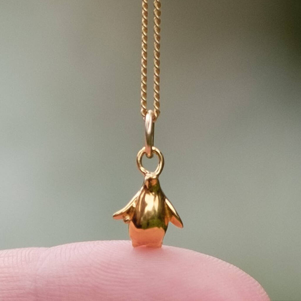14ct Solid Gold Penguin Charm Necklace, 1 of 5