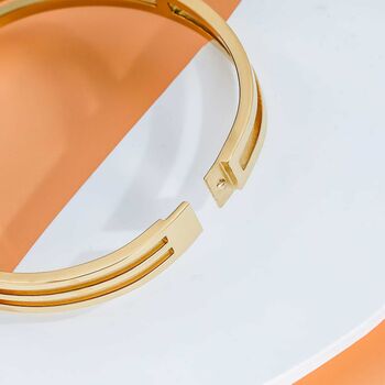 Gold Plated Crystal V Line Harmony Bangle Bracelet, 5 of 11