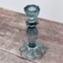 Teal Glass Candlestick, 15.5cm, thumbnail 1 of 3