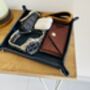 Personalised Dark Blue Leather Desk Accessories Tray, thumbnail 1 of 12