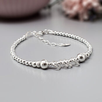 40th Birthday Beaded Rings Bracelet, Sterling Silver, 4 of 5