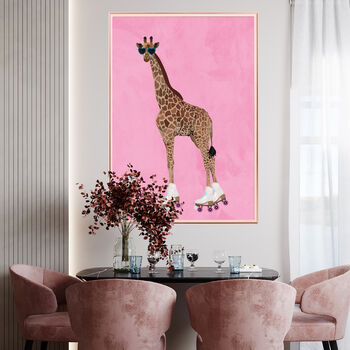 Custom Giraffe Rollerskating Personalised Art Print, 2 of 5