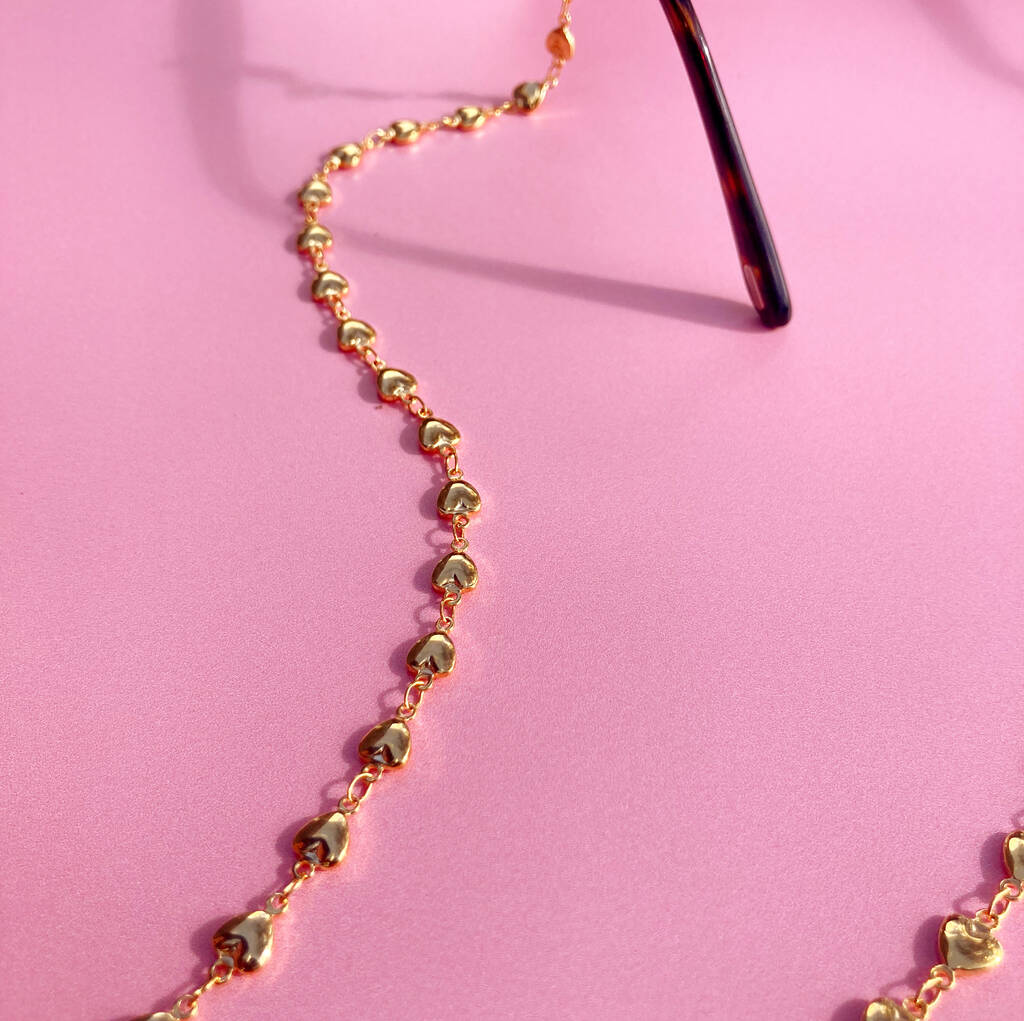 Silver Or Gold Plated Hearts Sunglasses Chain By Lucent Studios