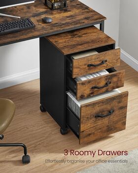 Three Drawer Rolling Filing Cabinet With Wheels, 5 of 8