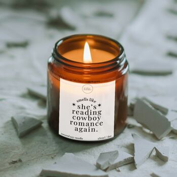 Reading Cowboy Romance Again Candle, Book Lover Gifts, 4 of 11