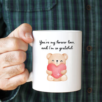 Forever Love Teddy Bear Mug Valentine Gift, 6 of 8