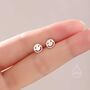 Smile Face Stud Earrings In Sterling Silver, thumbnail 4 of 10