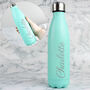 Personalised Mint Green Metal Insulated Drinks Bottle, thumbnail 2 of 6