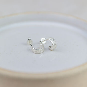 Sterling Silver Lace Huggie Hoop Earrings, 2 of 3
