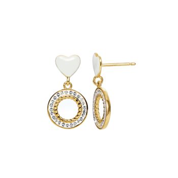 Gold Plated Crystal Enamel Heart Stud Earrings, 4 of 6